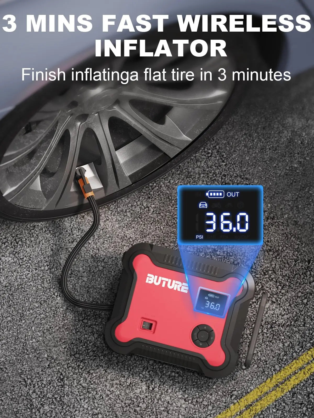 5in1 Auto Starthilfe Powerbank mit Luftkompressor, 3500A 26800mAh 150 PSI Led 5in1 Auto Starthilfe Powerbank mit Luftkompressor, 3500A 26800mAh 150 PSI Led